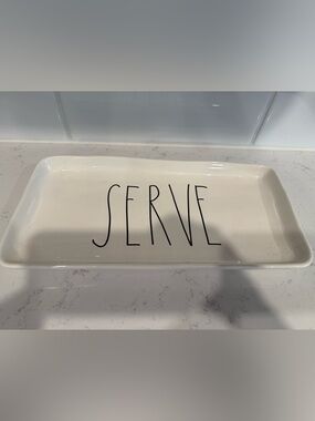 RAE DUNN Large Ceramic 'SERVE' Tray
